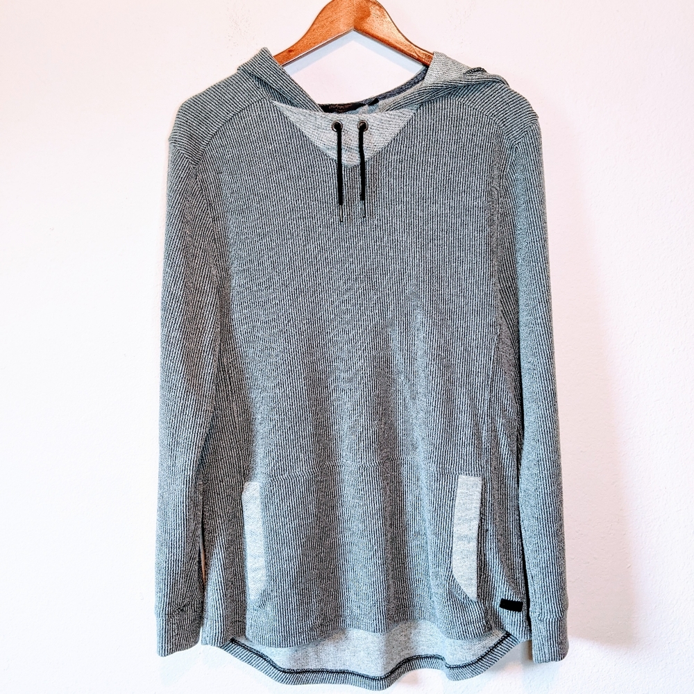 Outpost Gray Ribbed Drawstring Hoodie